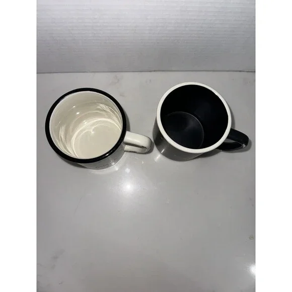 Hearth & Hand w/ Magnolia *MORNING BEAUTIFUL + HANDSOME* Mugs Set BLACK - Picture 2 of 4